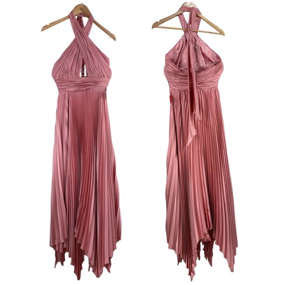 Elegant Pink Halter Maxi Dress - Picture 3 of 11